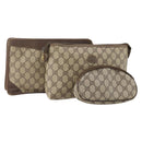 GUCCI GG Supreme Clutch Bag PVC 3 Set Beige Auth 182518-1