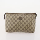 GUCCI GG Supreme Clutch Bag PVC 3 Set Beige Auth 182518-14