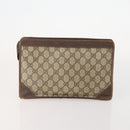 GUCCI GG Supreme Clutch Bag PVC 3 Set Beige Auth 182518-3