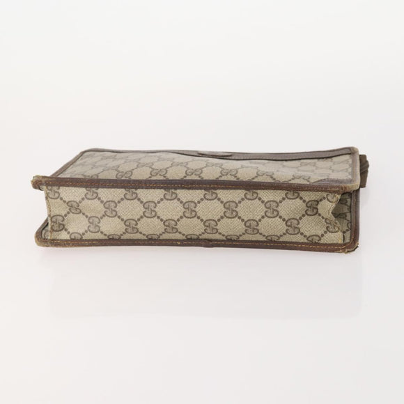 GUCCI GG Supreme Clutch Bag PVC 3 Set Beige Auth 182518