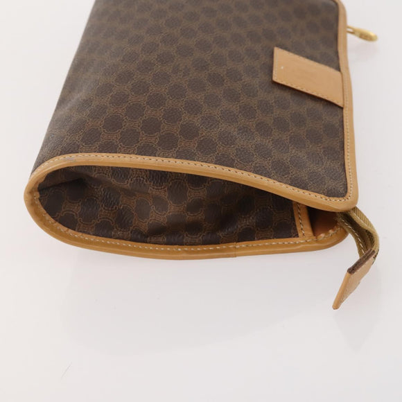 CELINE Macadam Canvas Clutch Bag PVC Leather 4 Set Brown Beige Auth 182519