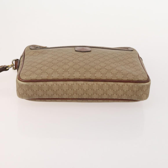CELINE Macadam Canvas Clutch Bag PVC Leather 4 Set Brown Beige Auth 182519