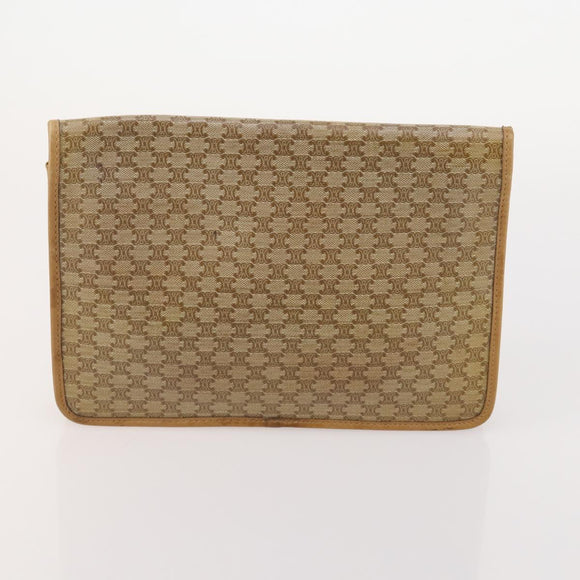 CELINE Macadam Canvas Clutch Bag PVC Leather 4 Set Brown Beige Auth 182519