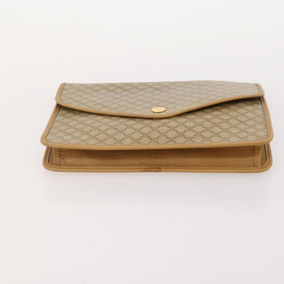 CELINE Macadam Canvas Clutch Bag PVC Leather 4 Set Brown Beige Auth 182519