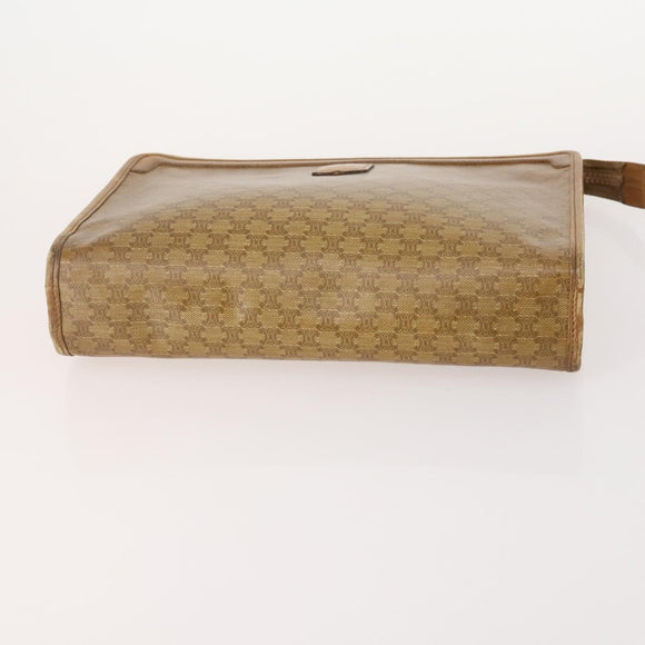 CELINE Macadam Canvas Clutch Bag PVC Leather 4 Set Brown Beige Auth 182519
