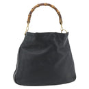 GUCCI Bamboo Shoulder Bag Leather Brown Gold Auth 182526-1