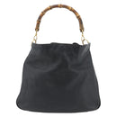 GUCCI Bamboo Shoulder Bag Leather Brown Gold Auth 182526-13