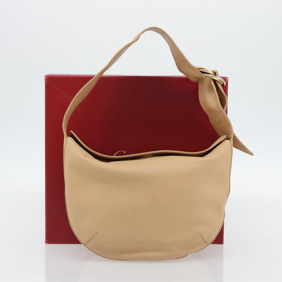 CARTIER Trinity Shoulder Bag Leather Beige Auth 182527V