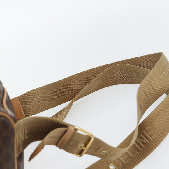 CELINE Macadam Canvas Rugzak PVC Leer Bruin Goud Auth 182528A