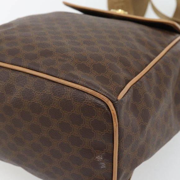 CELINE Macadam Canvas Rugzak PVC Leer Bruin Goud Auth 182528A