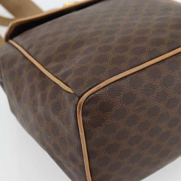 CELINE Macadam Canvas Rugzak PVC Leer Bruin Goud Auth 182528A