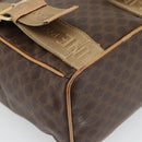 CELINE Macadam Canvas Rugzak PVC Leer Bruin Goud Auth 182528A-10