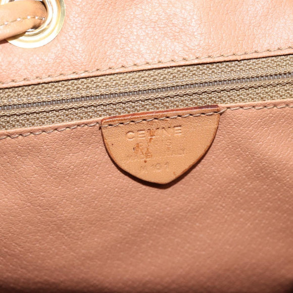 CELINE Macadam Canvas Rugzak PVC Leer Bruin Goud Auth 182528A