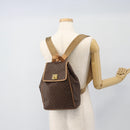 CELINE Macadam Canvas Rugzak PVC Leer Bruin Goud Auth 182528A-23
