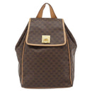 CELINE Macadam Canvas Rugzak PVC Leer Bruin Goud Auth 182528A-13