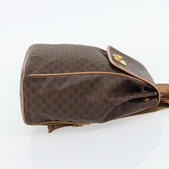 CELINE Macadam Canvas Rugzak PVC Leer Bruin Goud Auth 182528A