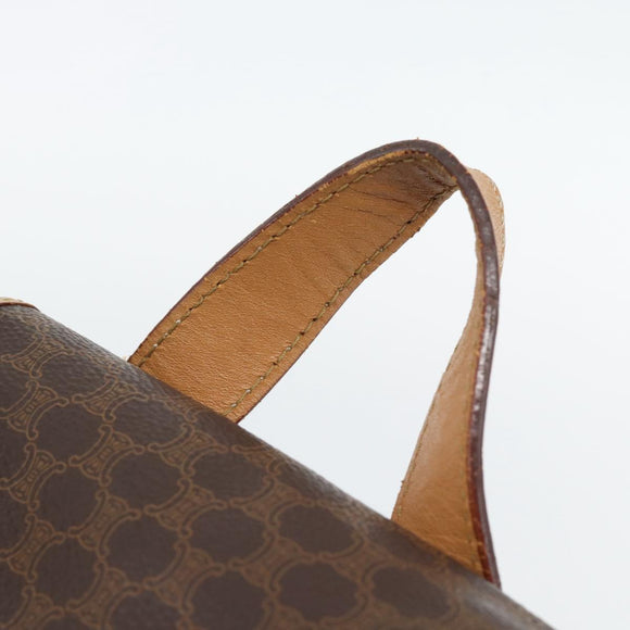 CELINE Macadam Canvas Rugzak PVC Leer Bruin Goud Auth 182528A