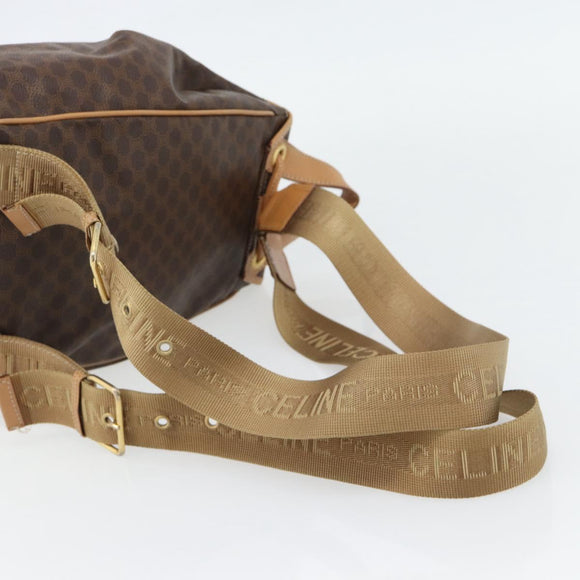 CELINE Macadam Canvas Rugzak PVC Leer Bruin Goud Auth 182528A