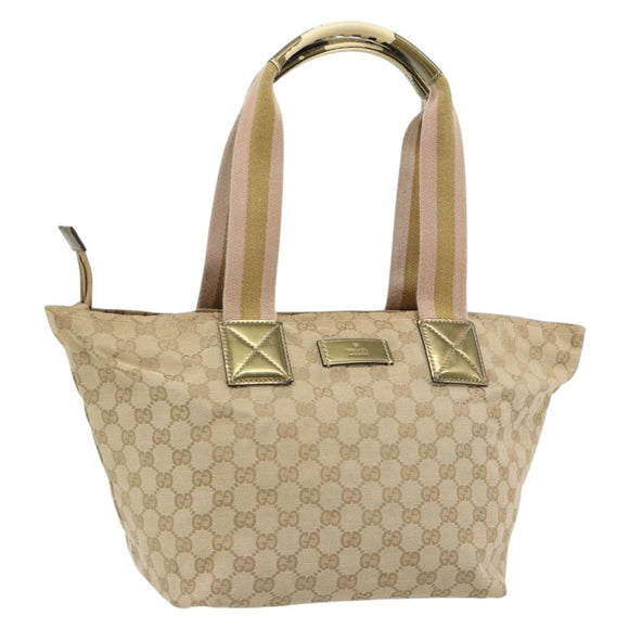 GUCCI GG Canvas Sherry Line Tote Bag Beige Gold 131230 Auth 182529