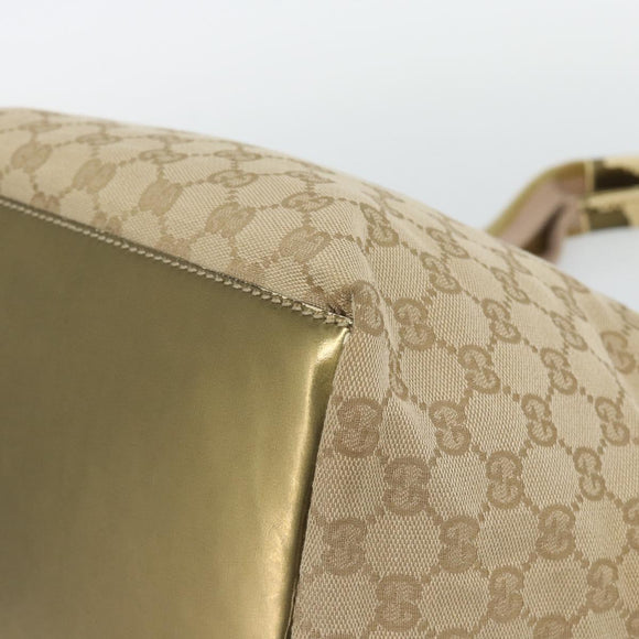 GUCCI GG Canvas Sherry Line Tote Bag Beige Gold 131230 Auth 182529