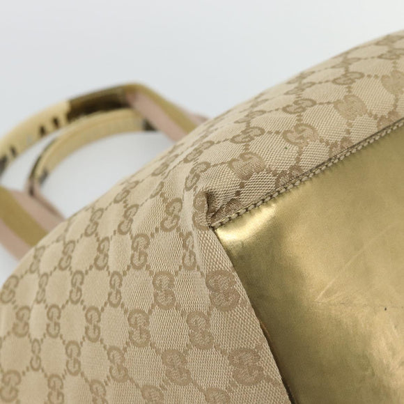 GUCCI GG Canvas Sherry Line Tote Bag Beige Gold 131230 Auth 182529