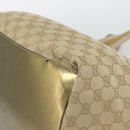 GUCCI GG Canvas Sherry Line Tote Bag Beige Gold 131230 Auth 182529-15