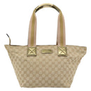 GUCCI GG Canvas Sherry Line Tote Bag Beige Gold 131230 Auth 182529-13
