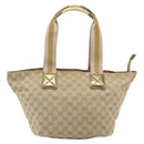 GUCCI GG Canvas Sherry Line Tote Bag Beige Gold 131230 Auth 182529-2