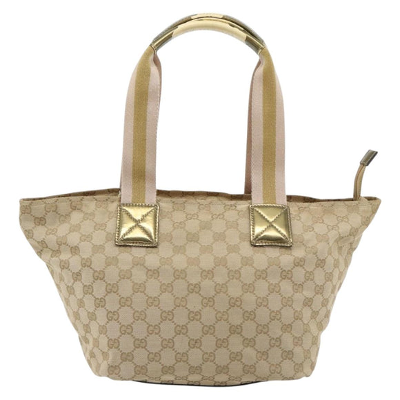 GUCCI GG Canvas Sherry Line Tote Bag Beige Gold 131230 Auth 182529