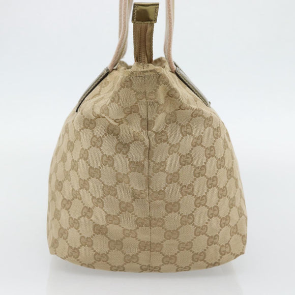 GUCCI GG Canvas Sherry Line Tote Bag Beige Gold 131230 Auth 182529