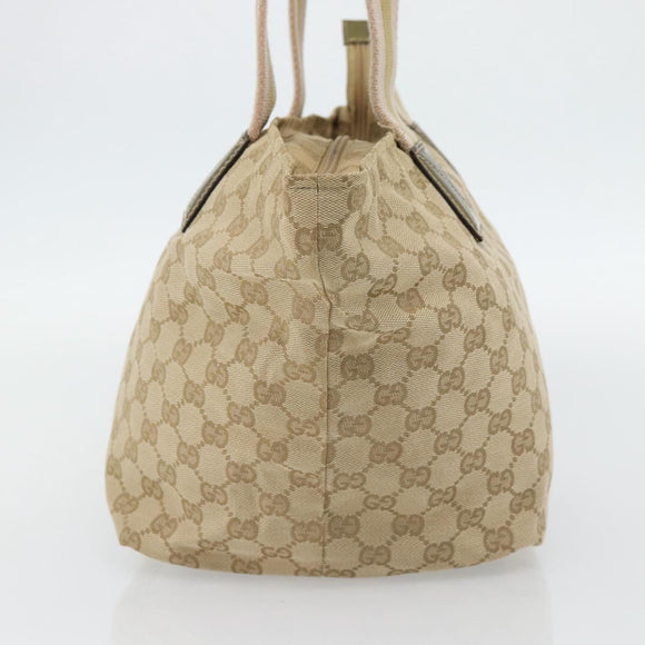 GUCCI GG Canvas Sherry Line Tote Bag Beige Gold 131230 Auth 182529