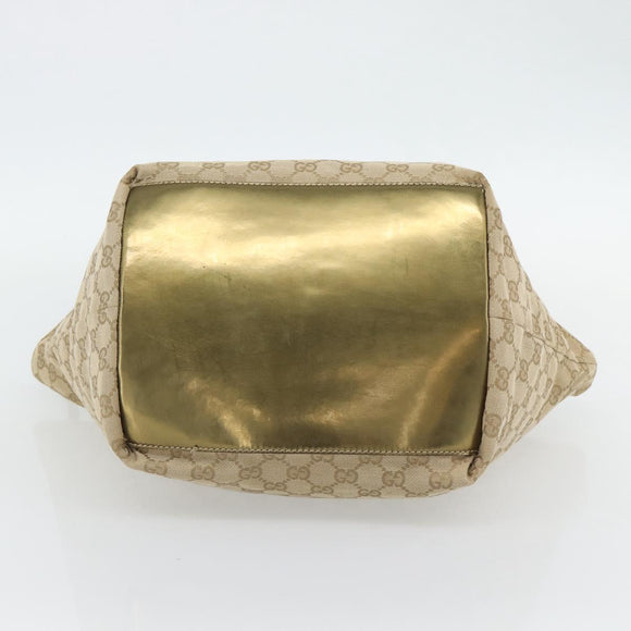 GUCCI GG Canvas Sherry Line Tote Bag Beige Gold 131230 Auth 182529