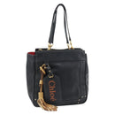 Chloe Eden Tote Bag Leather Black Gold Auth 182531A-1