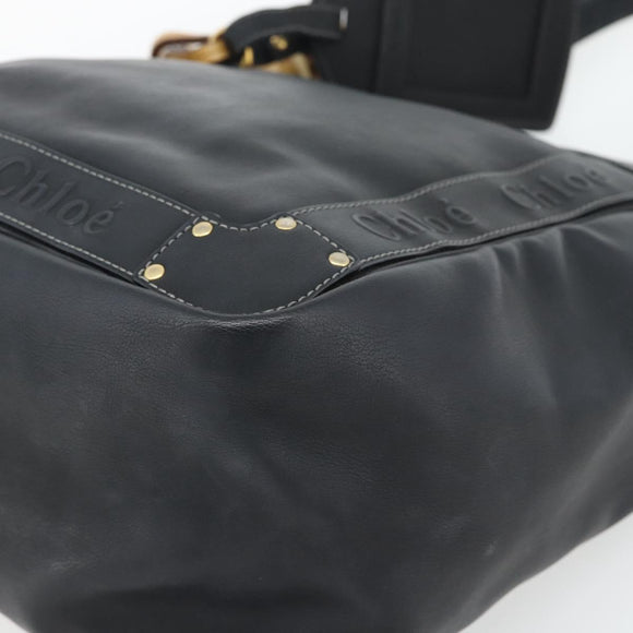 Chloe Eden Tote Bag Leather Black Gold Auth 182531A