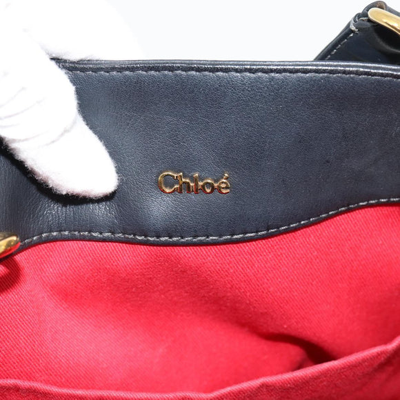 Chloe Eden Tote Bag Leather Black Gold Auth 182531A
