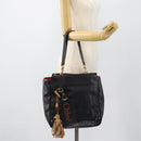 Chloe Eden Tote Bag Leather Black Gold Auth 182531A-23