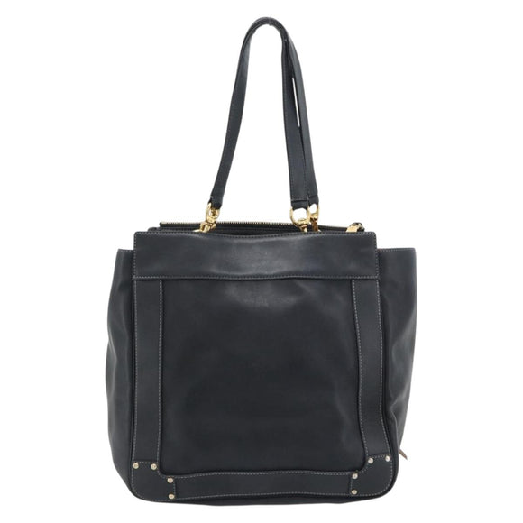 Chloe Eden Tote Bag Leather Black Gold Auth 182531A