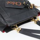 Chloe Eden Tote Bag Leather Black Gold Auth 182531A-6