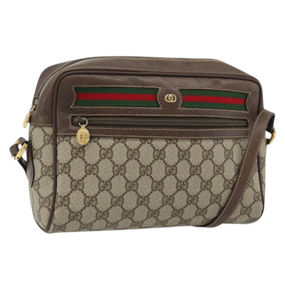 GUCCI GG Supreme Web Sherry Line Bag PVC Beige Gold 001 113 6472 Auth 182533