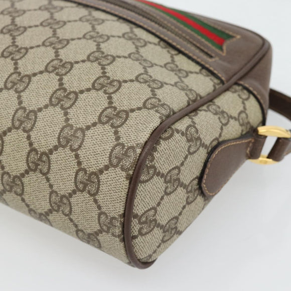 GUCCI GG Supreme Web Sherry Line Bag PVC Beige Gold 001 113 6472 Auth 182533