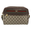 GUCCI GG Supreme Web Sherry Line Bag PVC Beige Gold 001 113 6472 Auth 182533-13