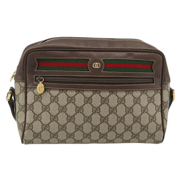 GUCCI GG Supreme Web Sherry Line Bag PVC Beige Gold 001 113 6472 Auth 182533