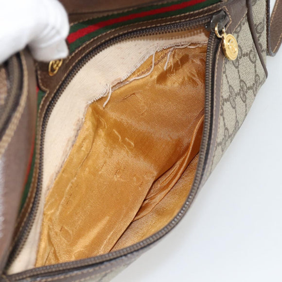 GUCCI GG Supreme Web Sherry Line Bag PVC Beige Gold 001 113 6472 Auth 182533