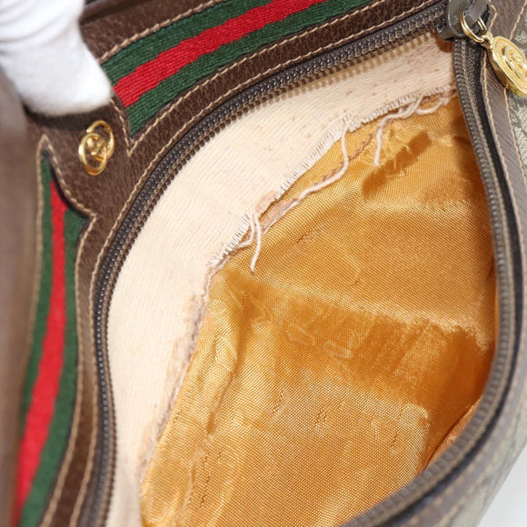GUCCI GG Supreme Web Sherry Line Bag PVC Beige Gold 001 113 6472 Auth 182533
