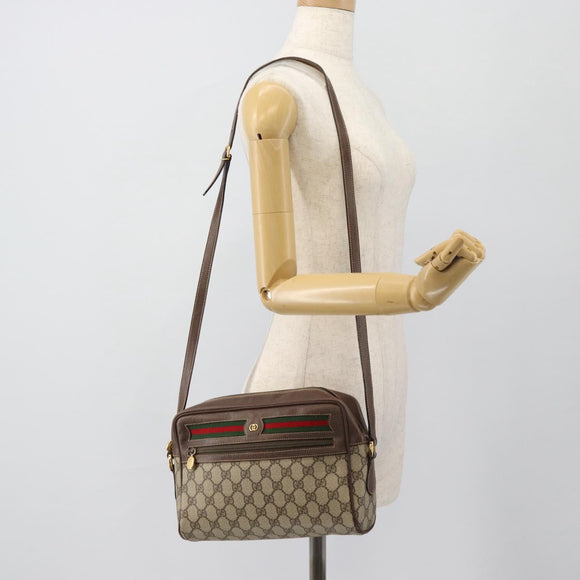GUCCI GG Supreme Web Sherry Line Bag PVC Beige Gold 001 113 6472 Auth 182533