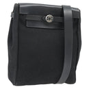 HERMES Herbag TPM Umhängetasche Canvas Schwarz Auth 182534-1