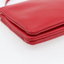CELINE Trio Shoulder Bag Leather Red Gold Auth 182535A-14