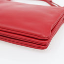 CELINE Trio Shoulder Bag Leather Red Gold Auth 182535A-15