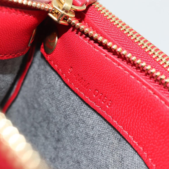 CELINE Trio Shoulder Bag Leather Red Gold Auth 182535A