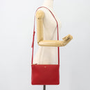CELINE Trio Shoulder Bag Leather Red Gold Auth 182535A-22